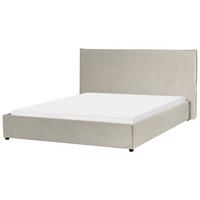 BETT mit Lattenrost 160/200 cm Samtstoff Taupe Lavaur - Taupe, Textil (160/200cm) - Beliani