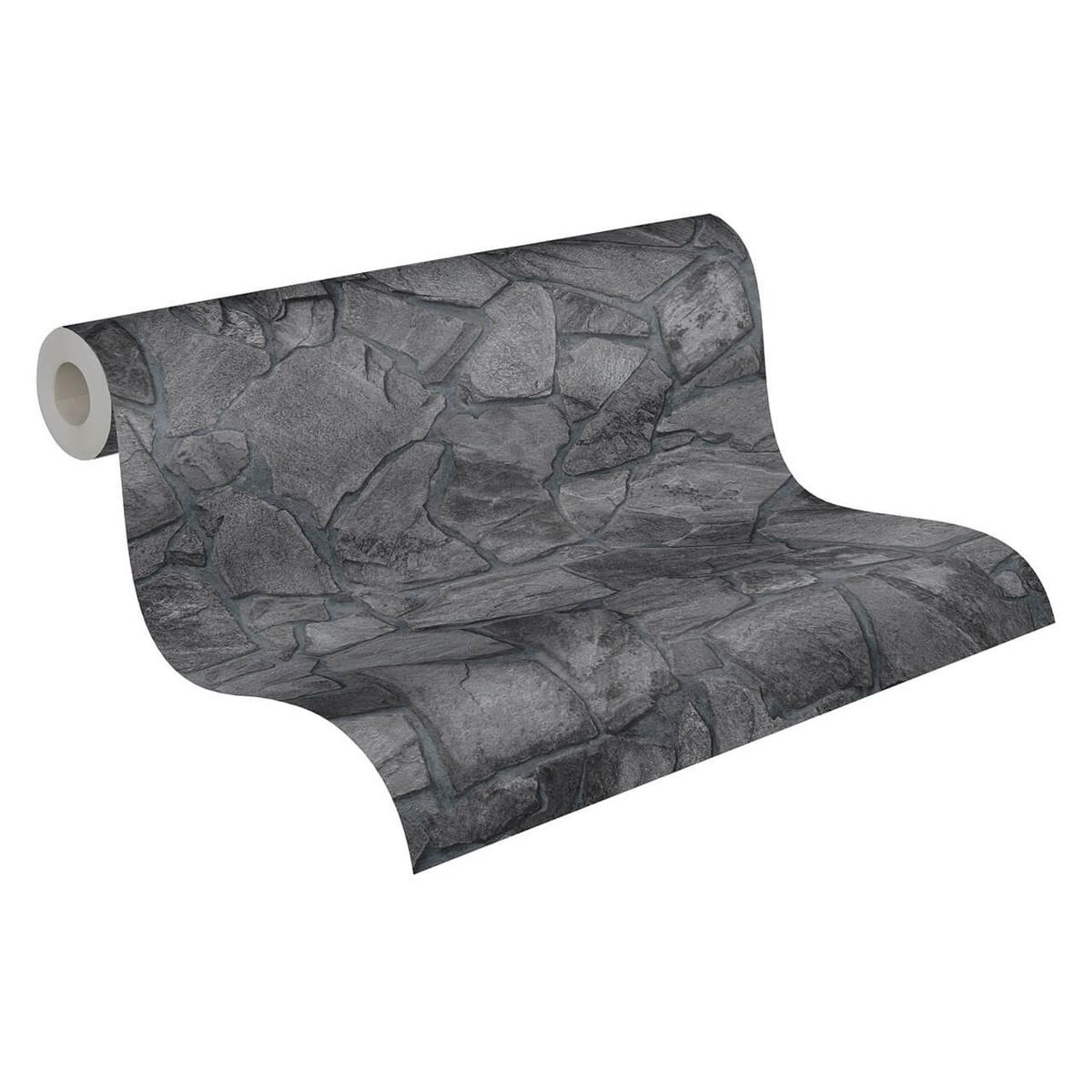 VLIESTAPETE Grau 53/1005 cm - Schwarz, Textil (53/1cm) - KUNSTLOFT