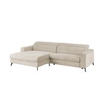 ECKSOFA LAISKA Cremeweiß Cord - Creme/Schwarz, Textil/Metall (282/177cm) - KAWOLA