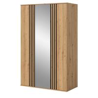 KLEIDERSCHRANK Eiche Artisan, grau 120 x 192 cm 3-türig, Drehtürenschrank mit Spiegel - Anthrazit/Eiche Artisan, Holzwerkstoff (120/192/56cm) - Inn.Furn