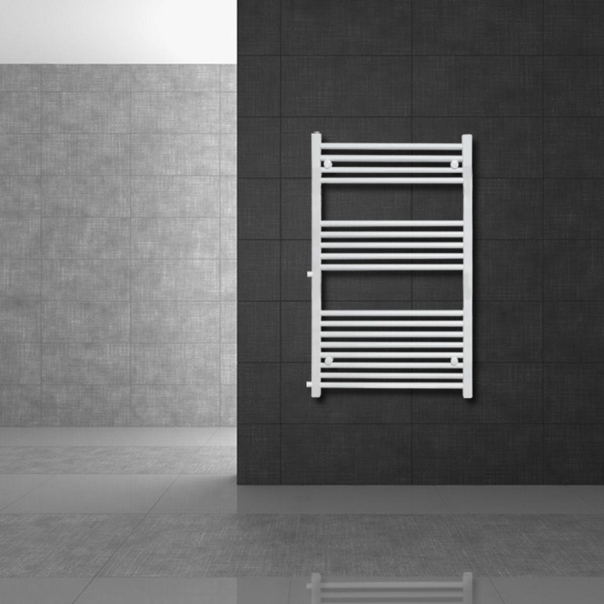 BADHEIZKÖRPER Sahara 600x1200 mm Weiß gerade mit Thermostatventil - Weiß, Metall (60/120/3cm) - LuxeBath
