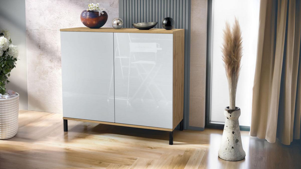 KOMMODE Skadu Weiß Hochglanz - Weiß Hochglanz, Holzwerkstoff (92.5/83.5/35cm) - Vladon