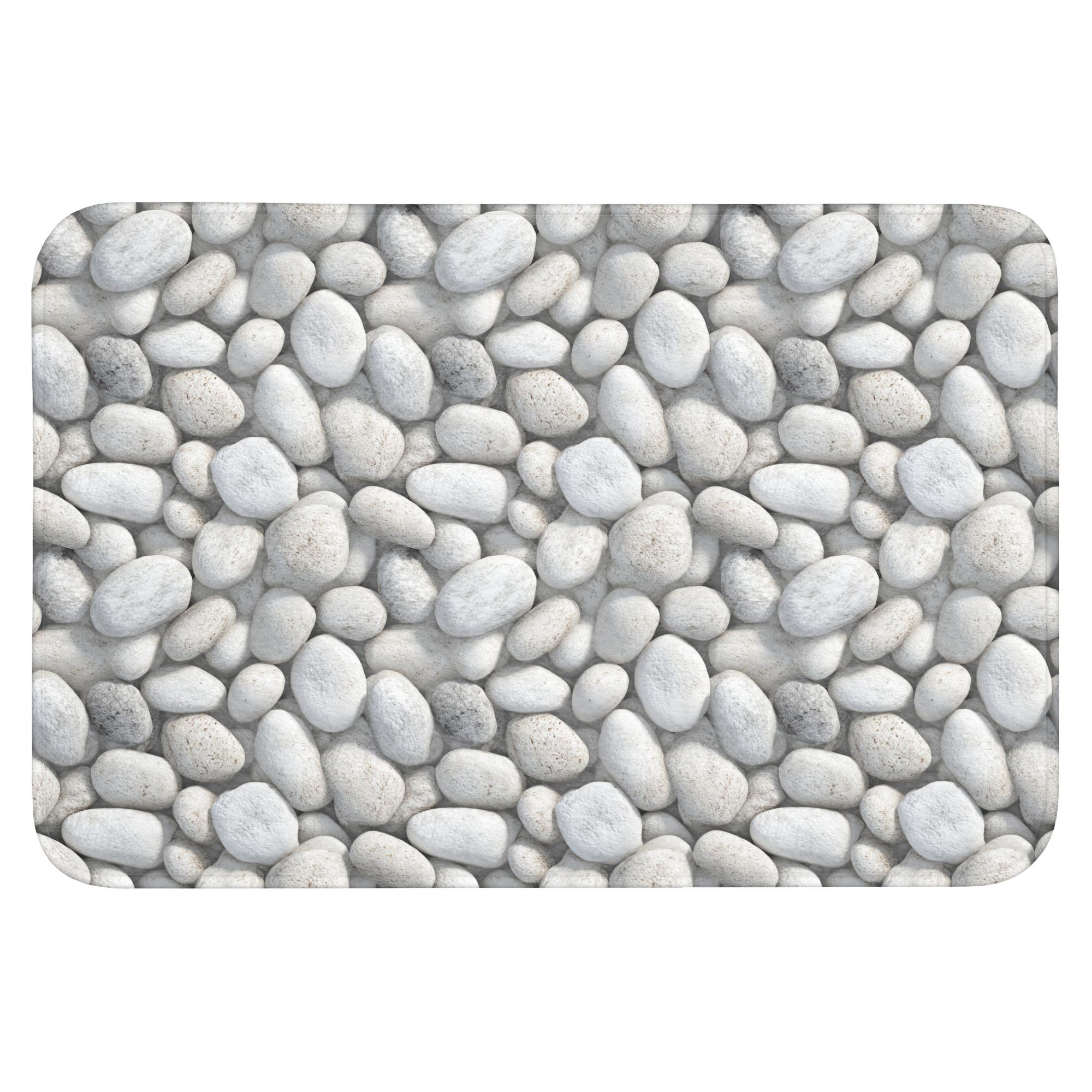 BADEMATTE Steine - Grau - Oval Badvorleger 90x60 cm - Hellgrau, Textil (90/60cm) - OnlyWow