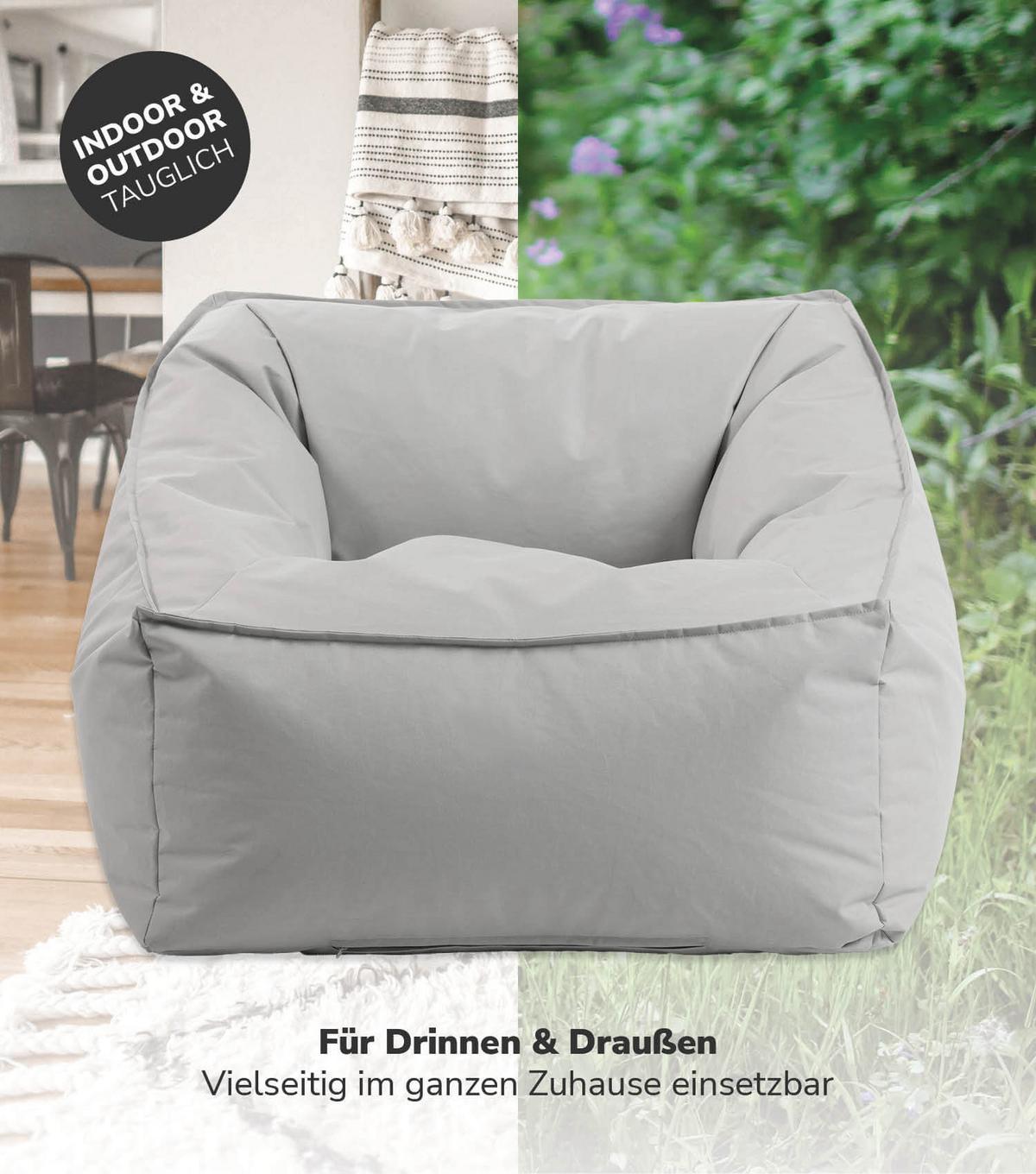 OUTDOOR SITZSACK Der Sunnyboy mit Hocker - Grau, Textil (80/60/83cm) - Mokebo