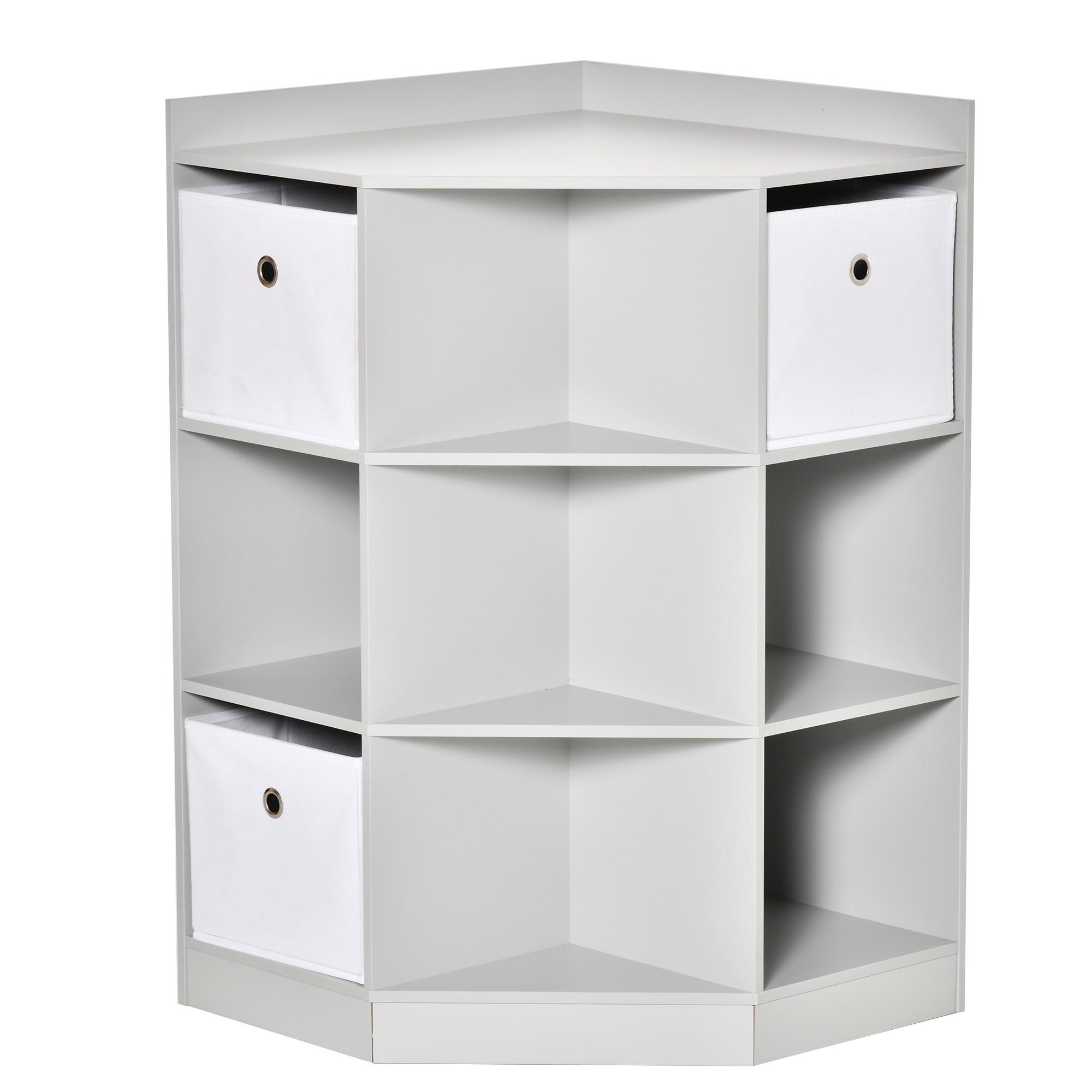 KINDERREGAL Eckregal mit 3 Aufbewahrungsboxen Kinderzimmer Spielzeugablage Grau - Grau, Holzwerkstoff (57.4/94/57.4cm) - HOMCOM