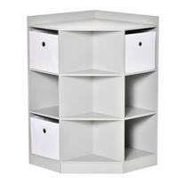 KINDERREGAL Eckregal mit 3 Aufbewahrungsboxen Kinderzimmer Spielzeugablage Grau - Grau, Holzwerkstoff (57.4/94/57.4cm) - HOMCOM