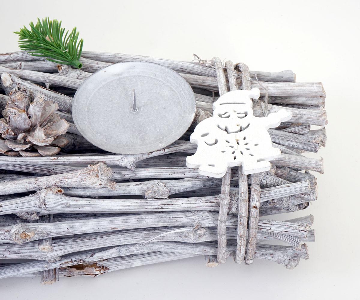 ADVENTSKRANZ LÄNGLICH HOLZ KERZEN ROT Weiß, Rot - Rot/Weiß, Holz (9cm) - MCW