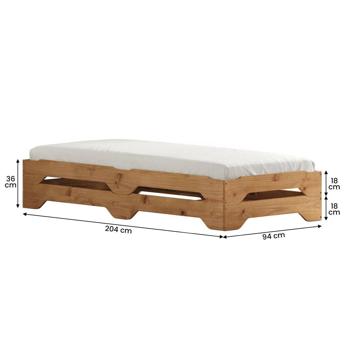 STAPELBETT RONNY 90x200 cm Eiche - Eichefarben, Holz (90/200cm) - IDIMEX