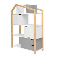 BÜCHERREGAL Grau und weiß - Weiß, Holzwerkstoff (89/130/31cm) - Petits-meubles