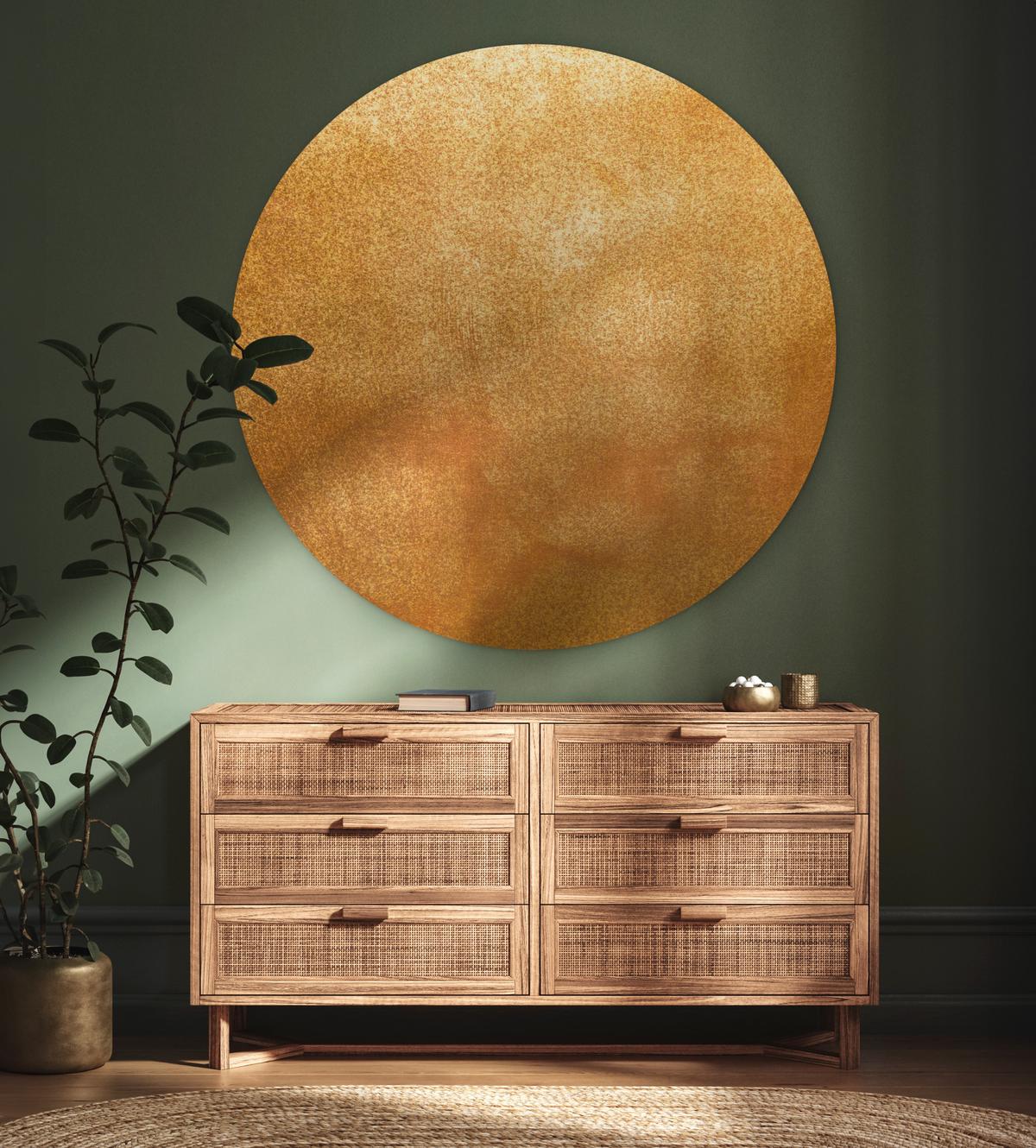 WANDBILD Eisen - Rost - Gold - Metall - Luxus Deko Groß 150x150 cm - Goldfarben, Kunststoff (150/150cm) - MuchoWow