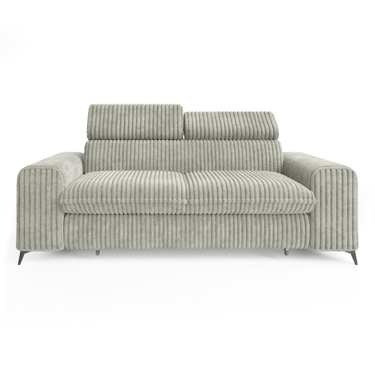 BETTSOFA BENETE Hellgrau Cordstoff mit Schlaffunktion - Hellgrau, Holz/Textil (191/89/92cm) - MASSENO