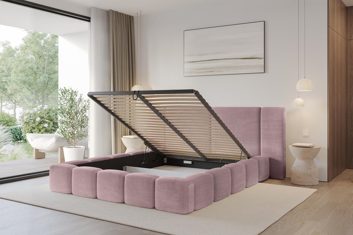 POLSTERBETT mit Bettkasten und Lattenrost, Boxbett ohne Matratze - NILO 120x200 Rosa - Rosa, Holzwerkstoff/Textil (120/200cm) - ALTDECOR