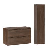 WASCHTISCHUNTERSCHRANK 80cm Elias 2er-Set Dunkles Holz - Braun, Holzwerkstoff (80/50/46cm) - Petits-meubles