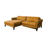 ECKSOFA MALTA Gold Webstoff - Goldfarben/Schwarz, Buchenholz/Textil (302/175cm) - KAWOLA