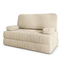 BETTSOFA KESTE aus Schaumstoff Bucle-Stoff Creme Schlaffunktion - Creme, Textil (140/86/60cm) - MASSENO