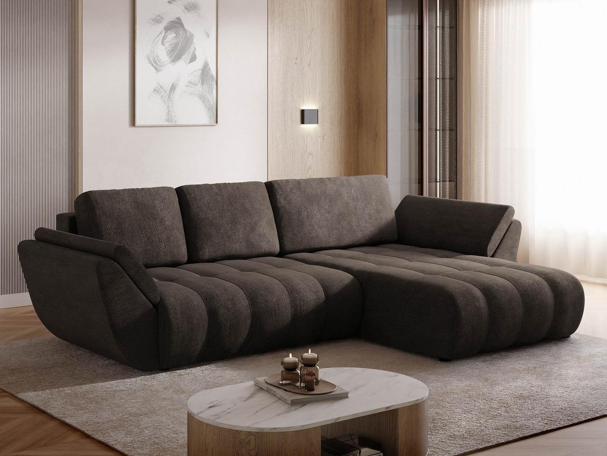 ECKSOFA Faro - Schwarz/Braun, Holz/Kunststoff (283/195cm) - MIRJAN24