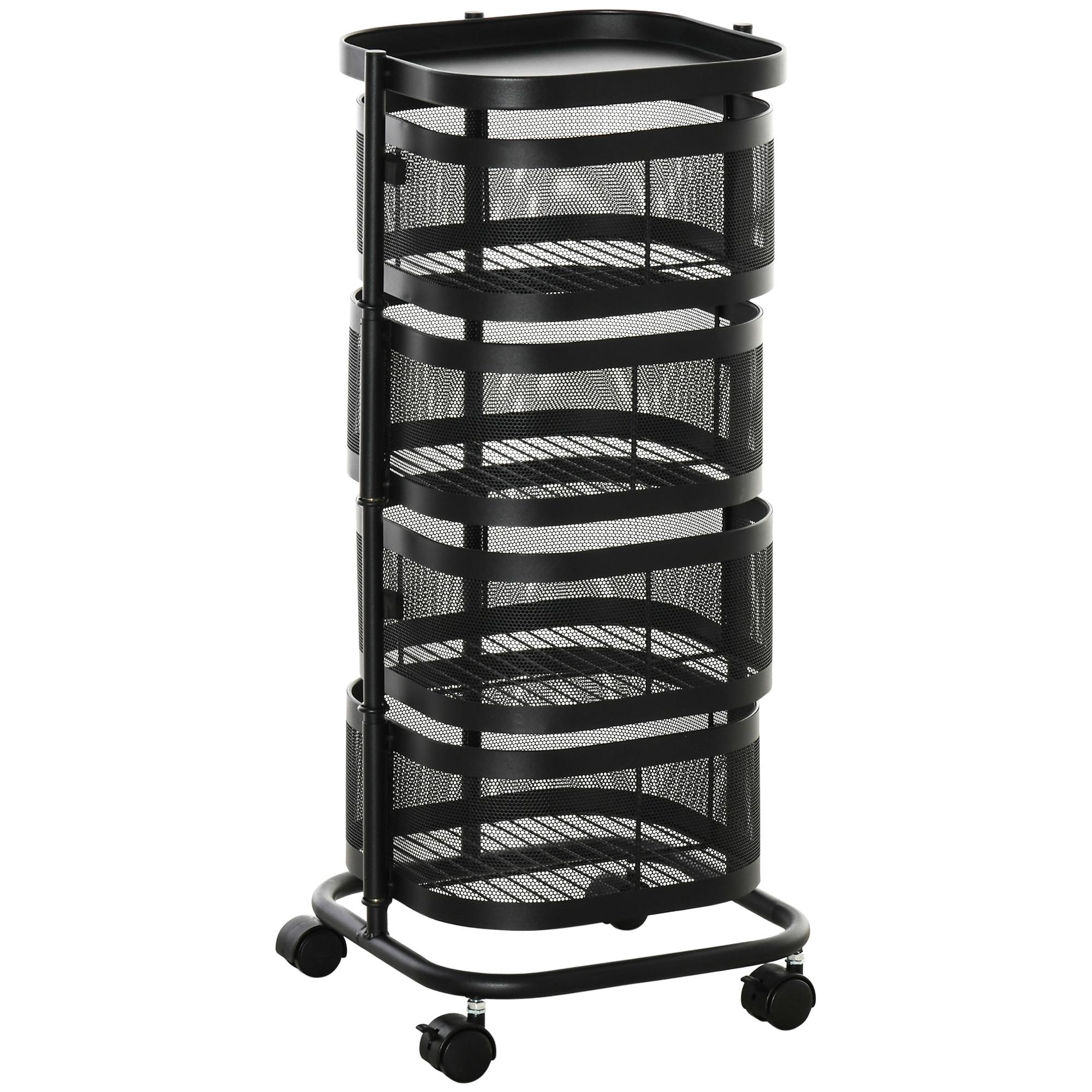 SERVIERWAGEN Stahl Schwarz - Schwarz, Metall (33/77/33cm) - HOMCOM