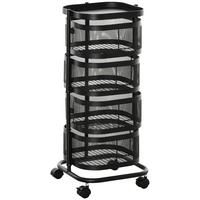 SERVIERWAGEN Stahl Schwarz - Schwarz, Metall (33/77/33cm) - HOMCOM