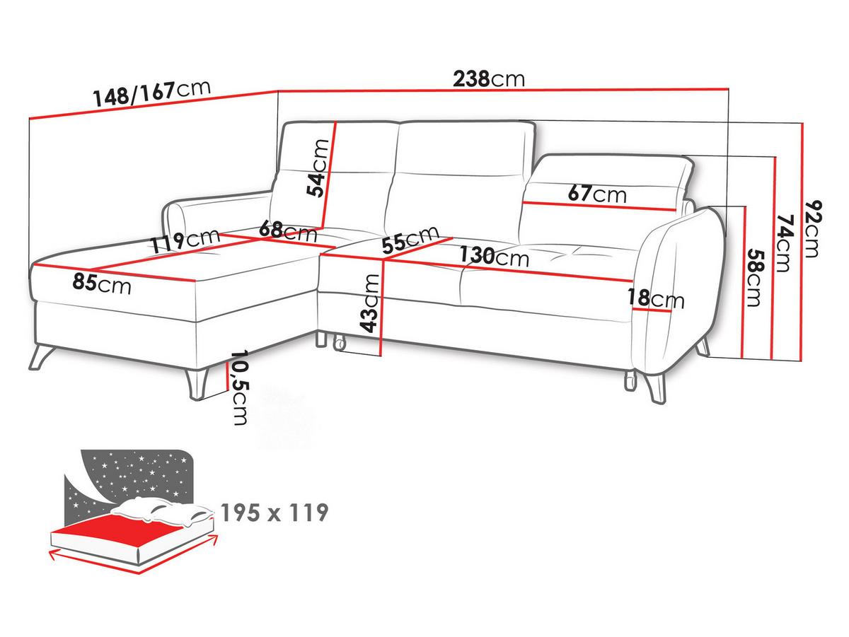 ECKSOFA Talia, Seite: Rechts 2R-LC - Hellbraun/Schwarz, Holz/Kunststoff (238/167cm) - MIRJAN24