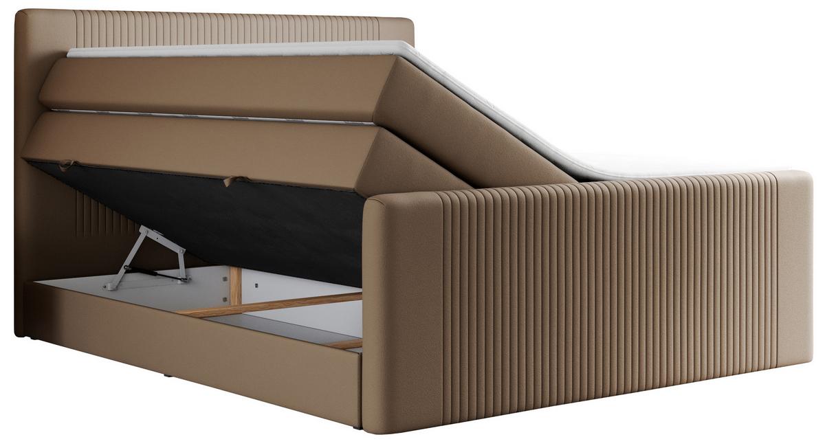 BOXSPRINGBETT KING DOREN 200/200 Braun Kunstleder - H3 - Braun, Holz/Textil (200/200cm) - MKS