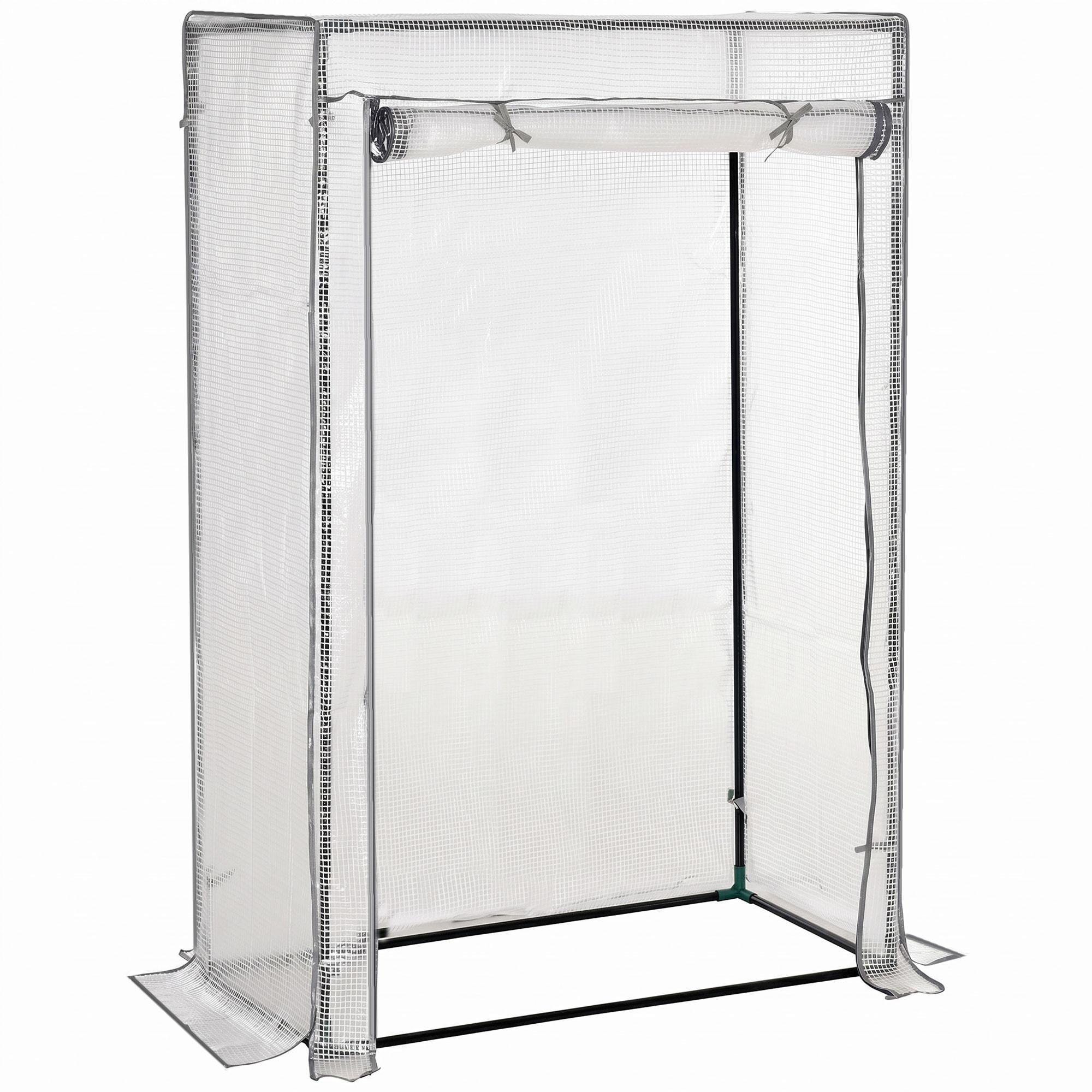 FOLIENGEWÄCHSHAUS , 101L x 50B x 150H cm - Weiß, Kunststoff/Metall (50/150/100cm) - Outsunny