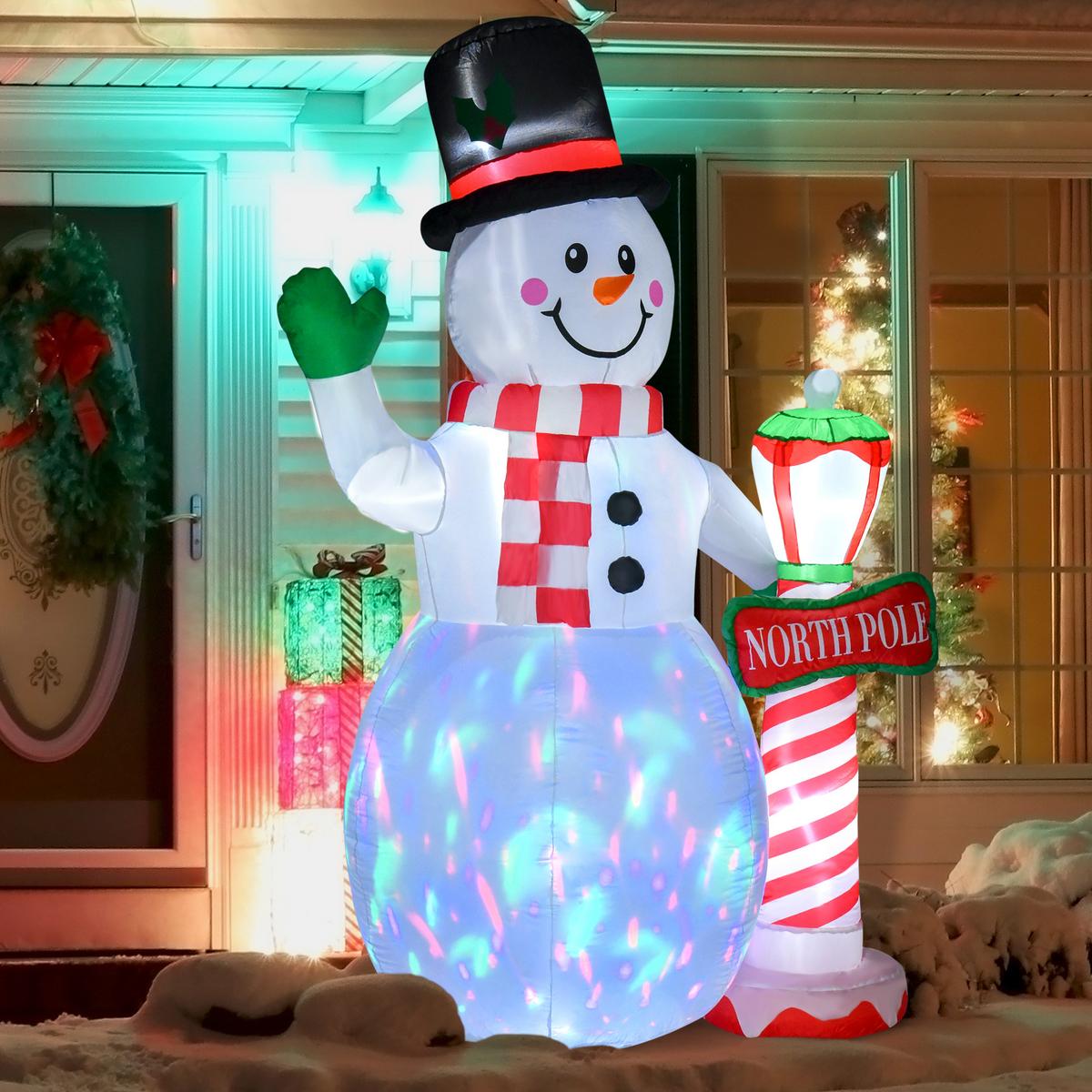 AUFBLASBAR Weihnachtsdeko 2,4 m Schneemann mit LED-Beleuchtung Gartendeko - Weiß, Kunststoff (103/240/164cm) - HOMCOM