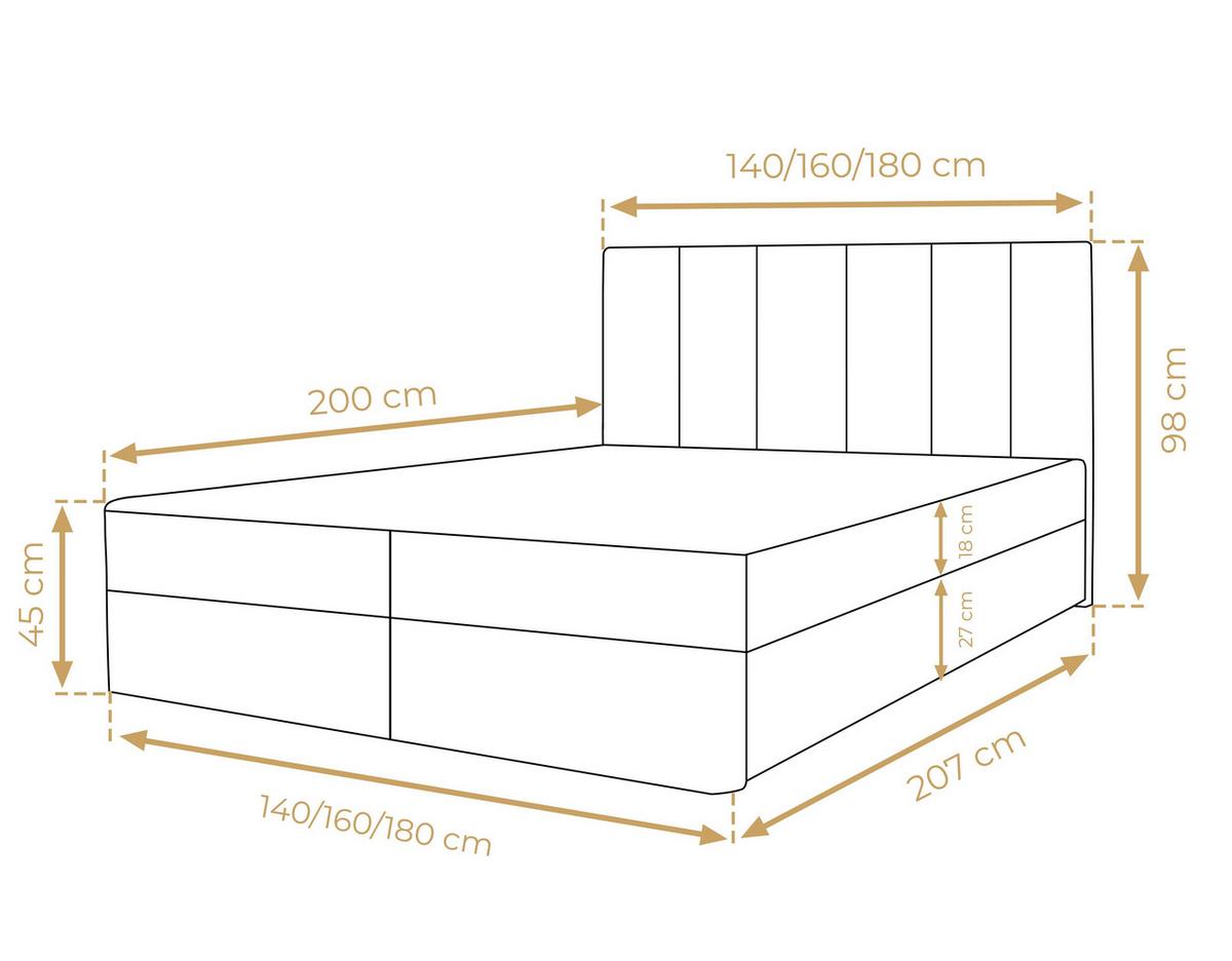 BOXBETT MEREA 160x200 cm mit Bettkasten und Matratze - Grau + TOPPER - Schwarz/Grau, Holz/Holzwerkstoff (160/200cm) - AX Living