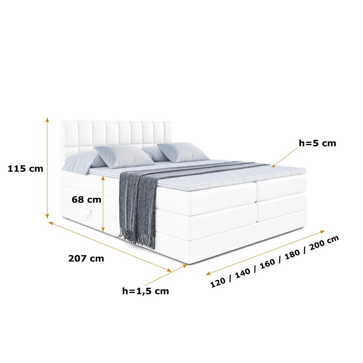 BOXSPRINGBETT MIAMI KING - 180x200 - H3/H4 - Weiß Hochglanz - Weiß Hochglanz, Holzwerkstoff (180/200cm) - ALTDECOR