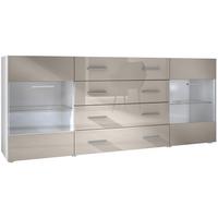SIDEBOARD Carlos Sandgrau Hochglanz - Sandfarben, Holzwerkstoff (166/72/35cm) - Vladon