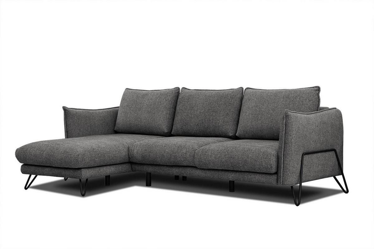 ECKSOFA HOSTEN 4-Sitzer, anthrazit - Anthrazit/Schwarz, Holzwerkstoff/Textil (158/269cm) - Wozimo