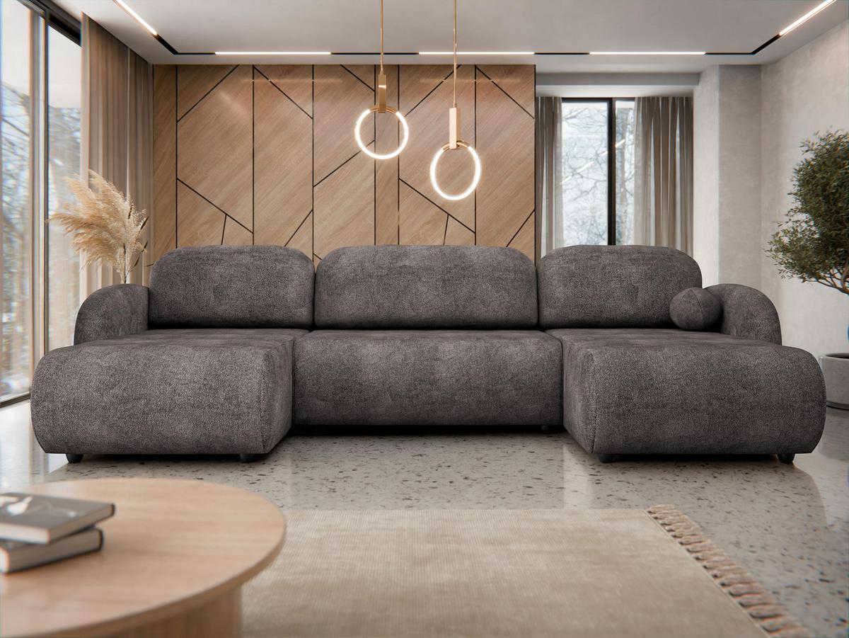WOHNLANDSCHAFT Dream U - Schwarz/Braun, Holz/Kunststoff (318/88/160cm) - MIRJAN24