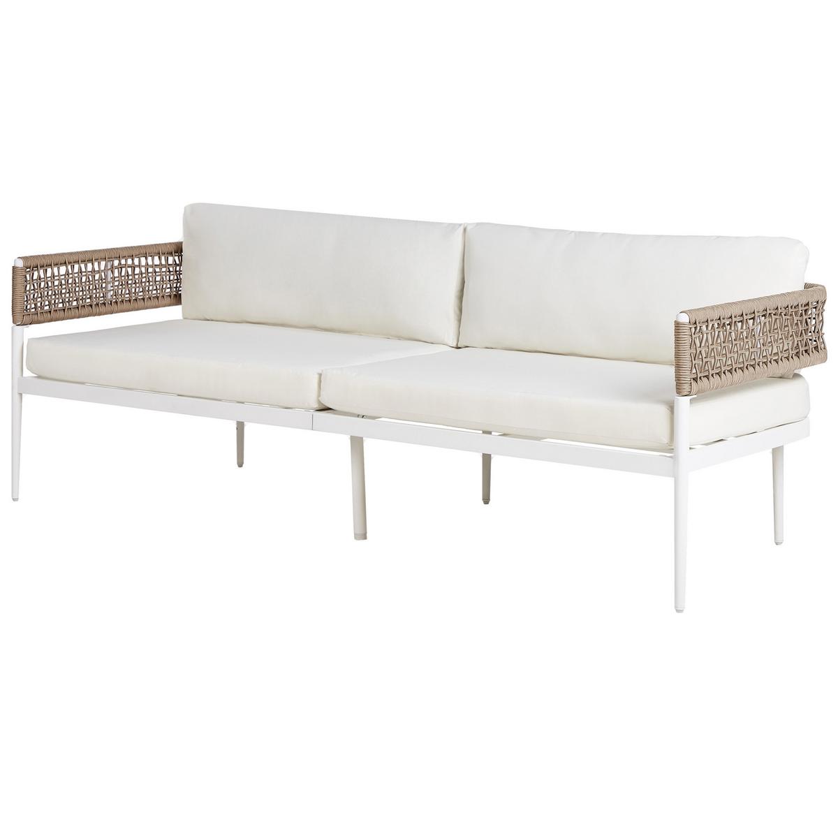 LOUNGE-SET 4-sitzer Symmetrisch Aluminium Weiß Serla - Beige/Weiß, Metall - Beliani