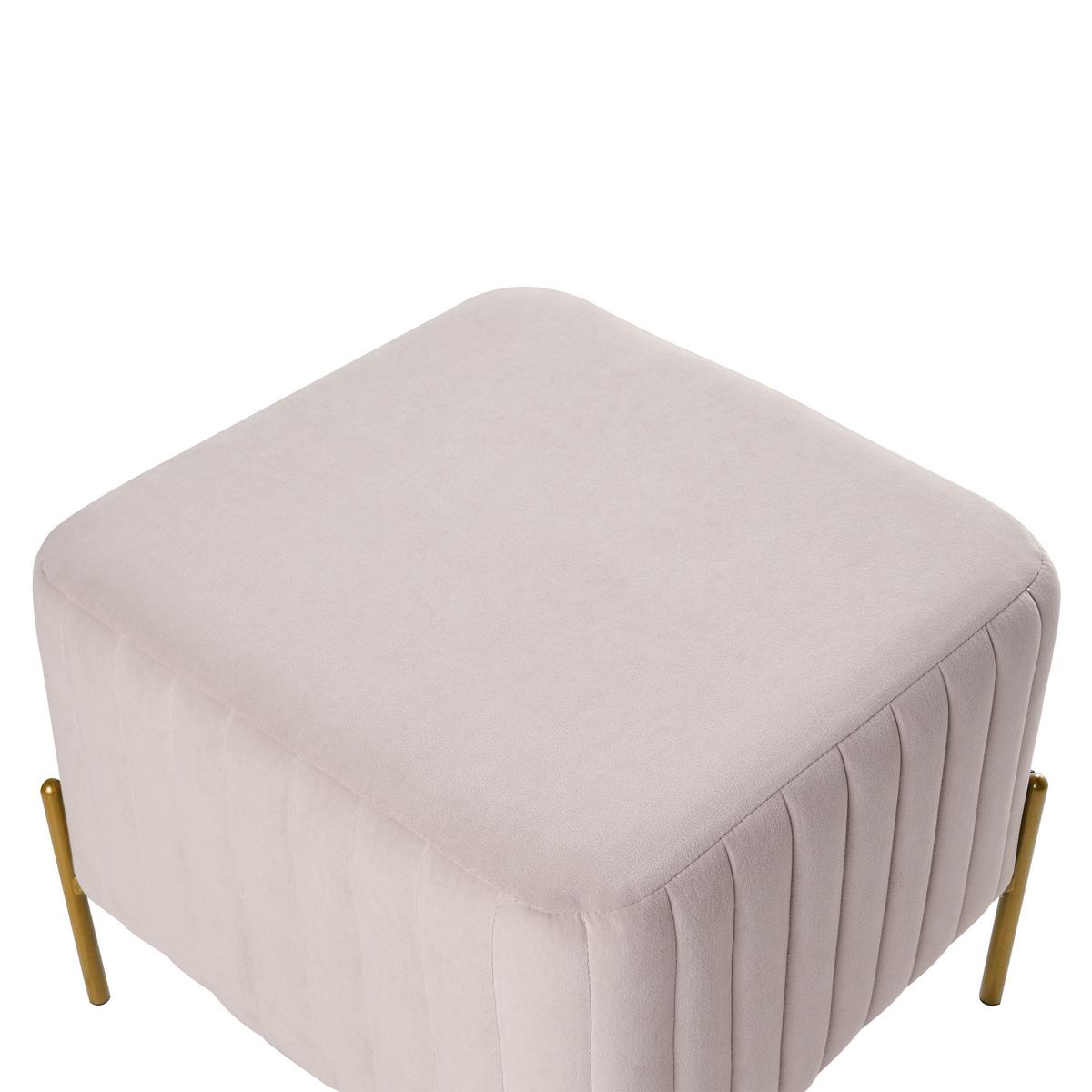 HOCKER Samtstoff Taupe Utah - Taupe, Textil (47/43/47cm) - Beliani