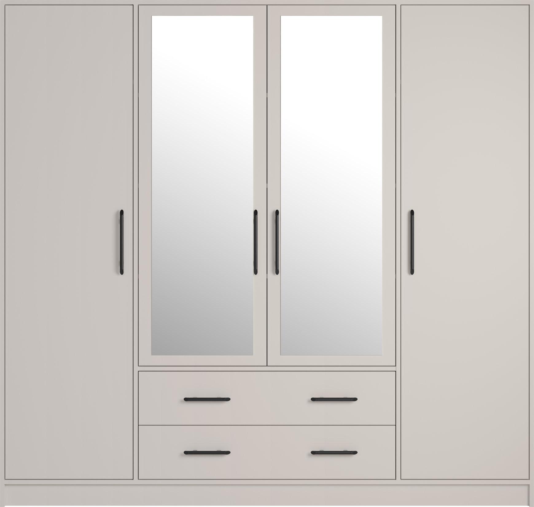 DREHTÜRENSCHRANK VANO 200/190/56cm 4-türig mit Spiegel Kaschmir - Kaschmir, Holzwerkstoff (200/190/56cm) - MASSENO