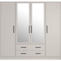 DREHTÜRENSCHRANK VANO 200/190/56cm 4-türig mit Spiegel Kaschmir - Kaschmir, Holzwerkstoff (200/190/56cm) - MASSENO