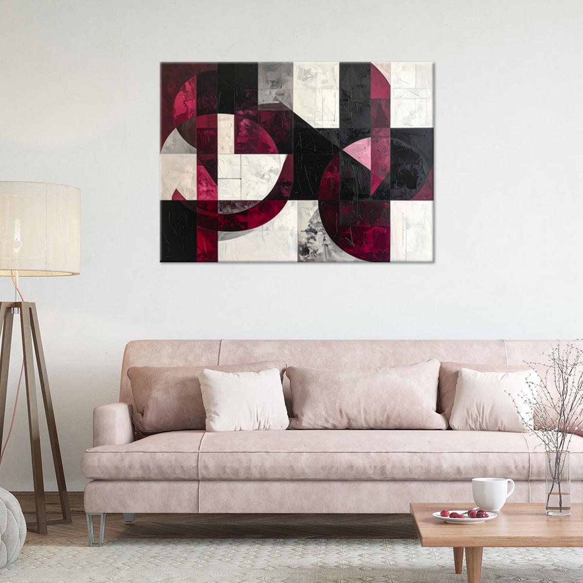 LEINWANDBILD 3D und geometrisch 60x40cm - Rot, Textil (60/40cm) - Feeby