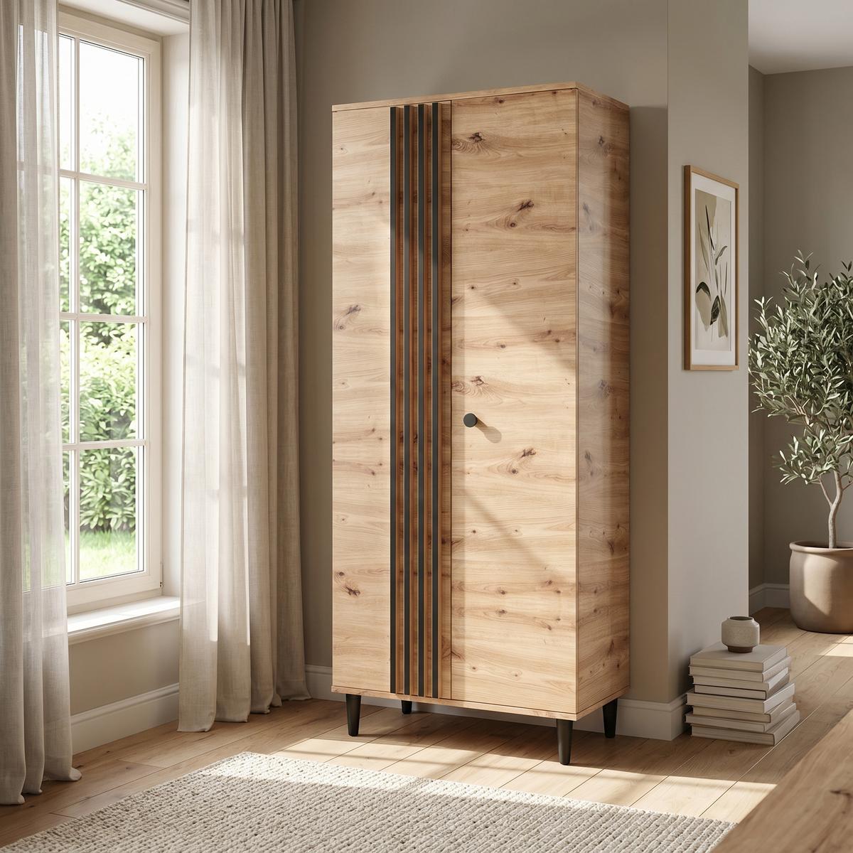 DREHTÜRENSCHRANK ARTIANO 80/196/56cm 2-türig Eiche Artisan - Eiche Artisan, Holzwerkstoff (80/196/56cm) - MASSENO