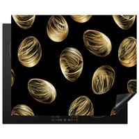 HERDABDECKPLATTE Eier - Gold - Muster Herdabdeckung Induktionsfeld 65x52 cm - Schwarz, Kunststoff (65/52/0.2cm) - MuchoWow