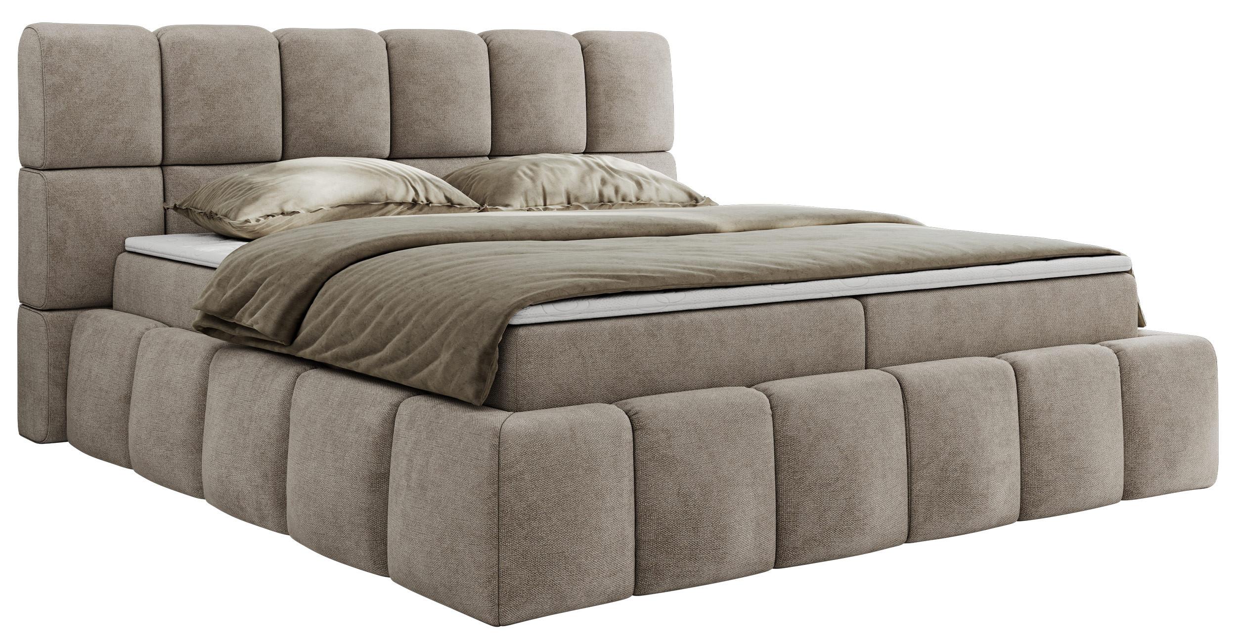 BOXBETT NIRA 180/200 - Beige Strukture - H3 - Beige, Holz/Textil (180/200cm) - MKS