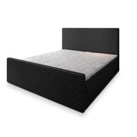 BOXBETT BRENTO 200x200 cm mit Matratze und Topper, H2+H3 - Schwarz - Schwarz, Holz (200/200cm) - MASSENO