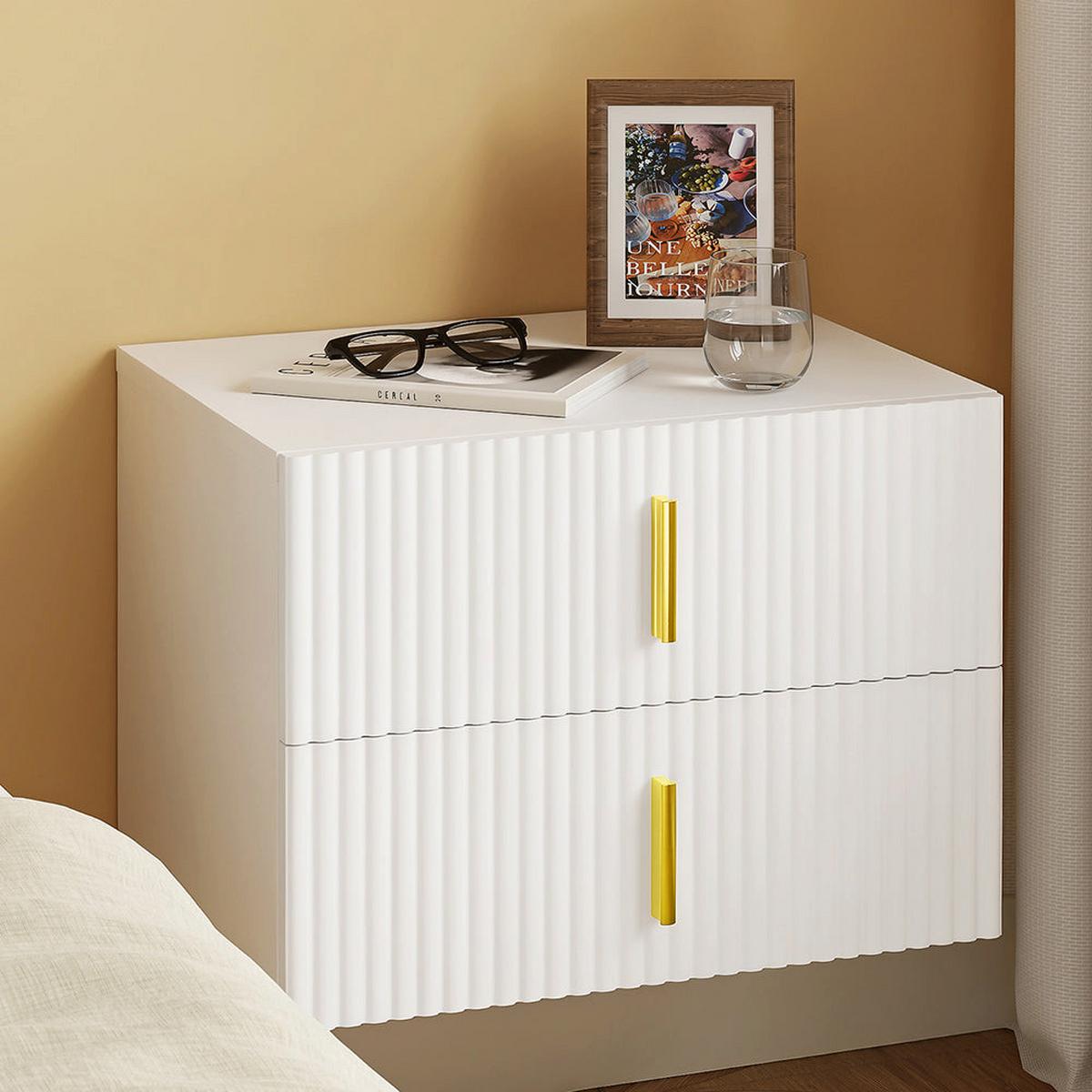 NACHTTISCH mit 2 Schubladen 40x30x30cm - Weiß, Holzwerkstoff (40/30/30cm) - SoBuy