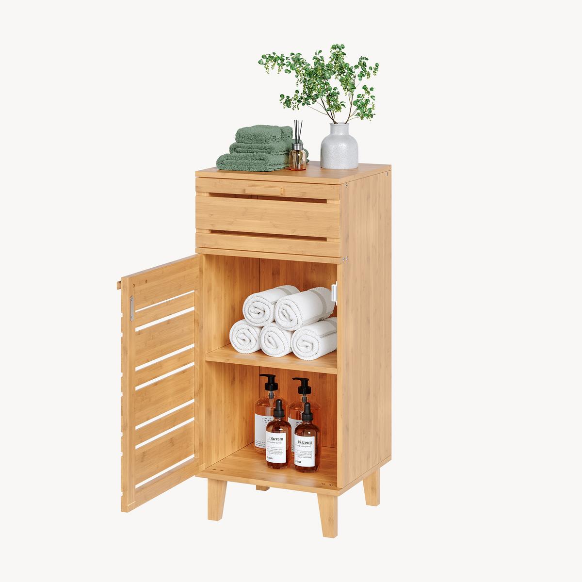 BADEZIMMERSCHRANK Epind - Naturfarben, Holz (33/75/30cm) - [en.casa]