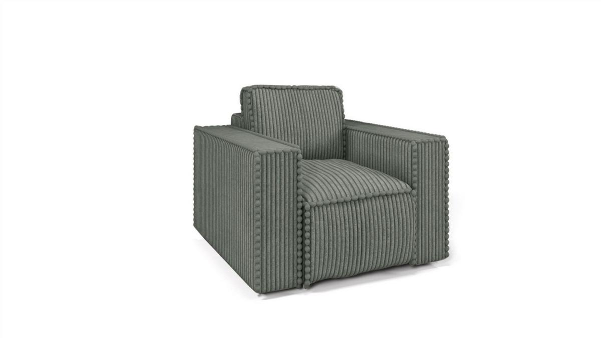 SOFASET Vajana 3-2-1 - Grün, Holzwerkstoff/Textil (240/86/102cm) - Fun Möbel