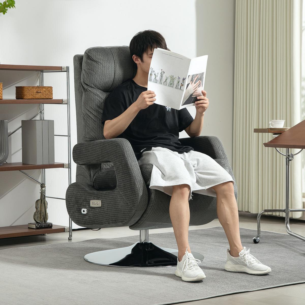 RELAXSESSEL elektrisch mit Liegefunktion, Dunkelgrau - Dunkelgrau, Textil (69/124/84cm) - HOMCOM