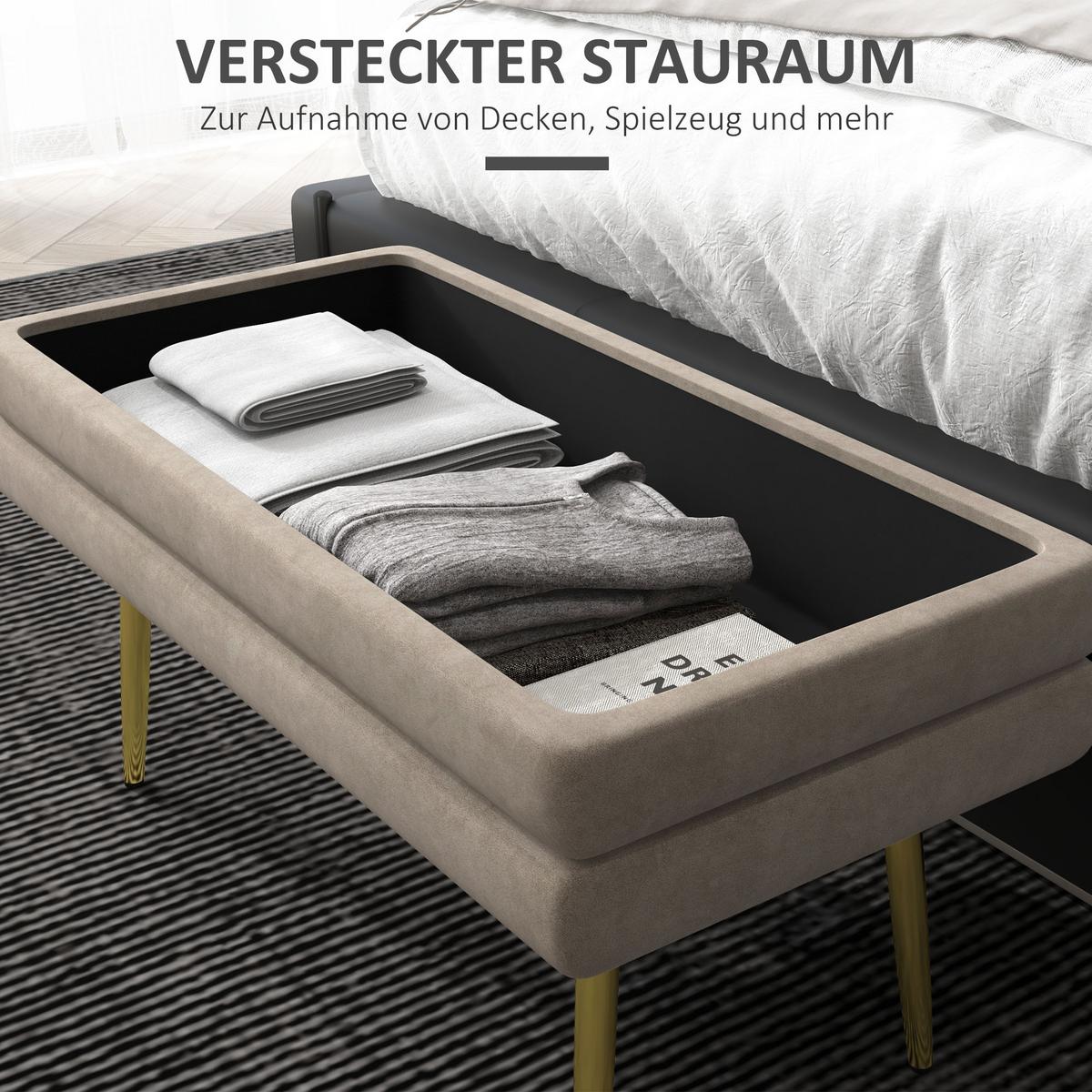 TRUHENBANK mit Stahlbeine, Beige - Beige, Kunststoff (37.5/43/79.5cm) - HOMCOM