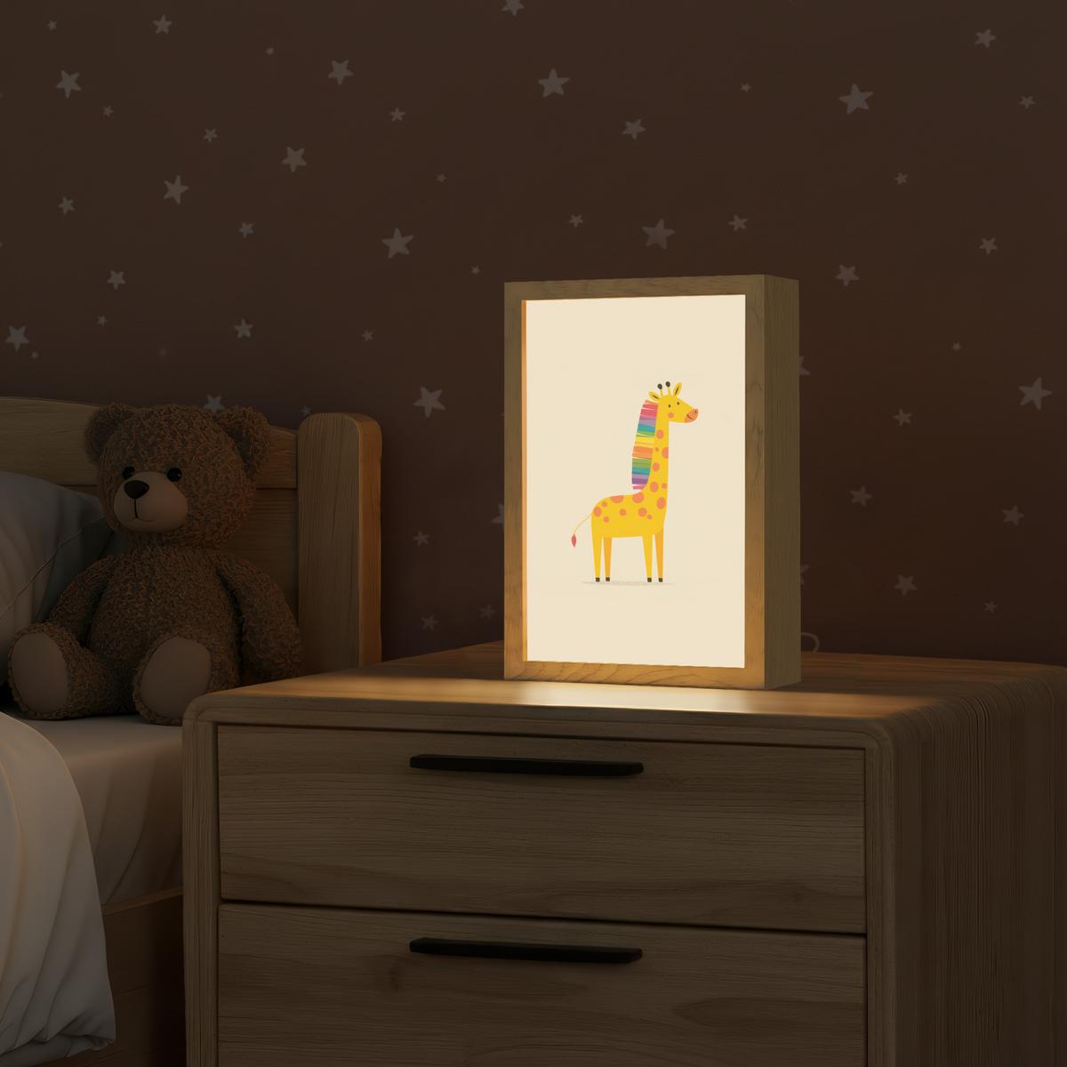 NACHTTISCHLAMPE Giraffe - Regenbogenmähne - Beige 20x30 cm - Beige, Holzwerkstoff (8/20/30cm) - OnlyWow