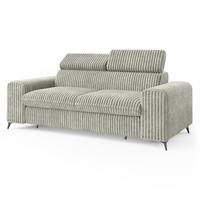 BETTSOFA BENETE Hellgrau Cordstoff mit Schlaffunktion - Hellgrau, Holz/Textil (191/89/92cm) - MASSENO