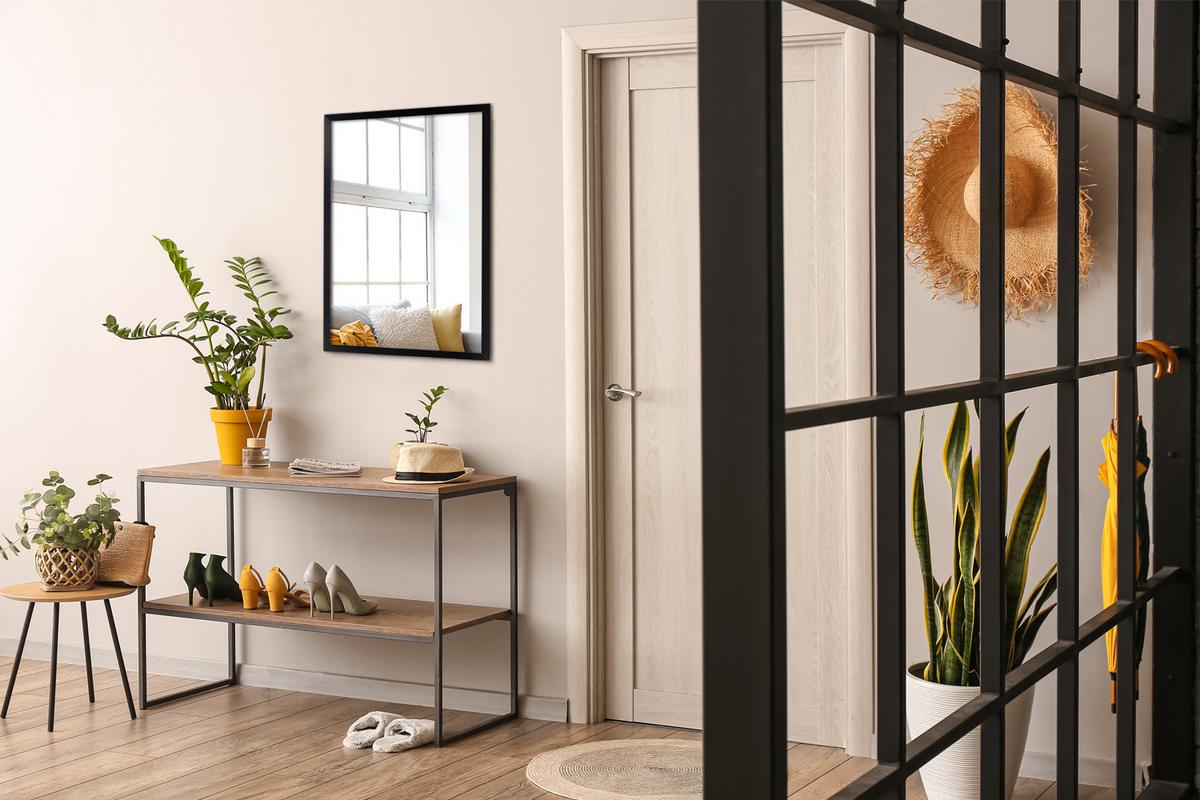 SPIEGEL 100x70cm Schwarzer Rahmen - Schwarz, Glas (100/70/0.4cm) - Wallfluent