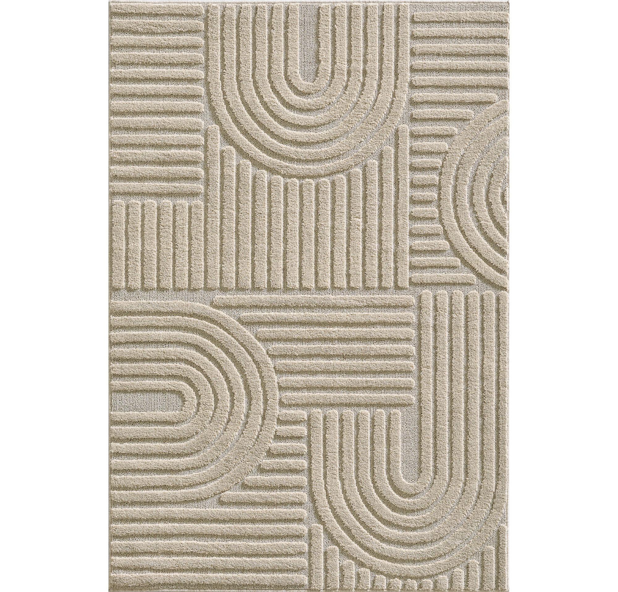 HOCHFLORTEPPICH RIGI, im Skandi-Boho-Stil, Beige, 120 x 170 cm - Beige, Textil (170/120cm) - KADIMA DESIGN