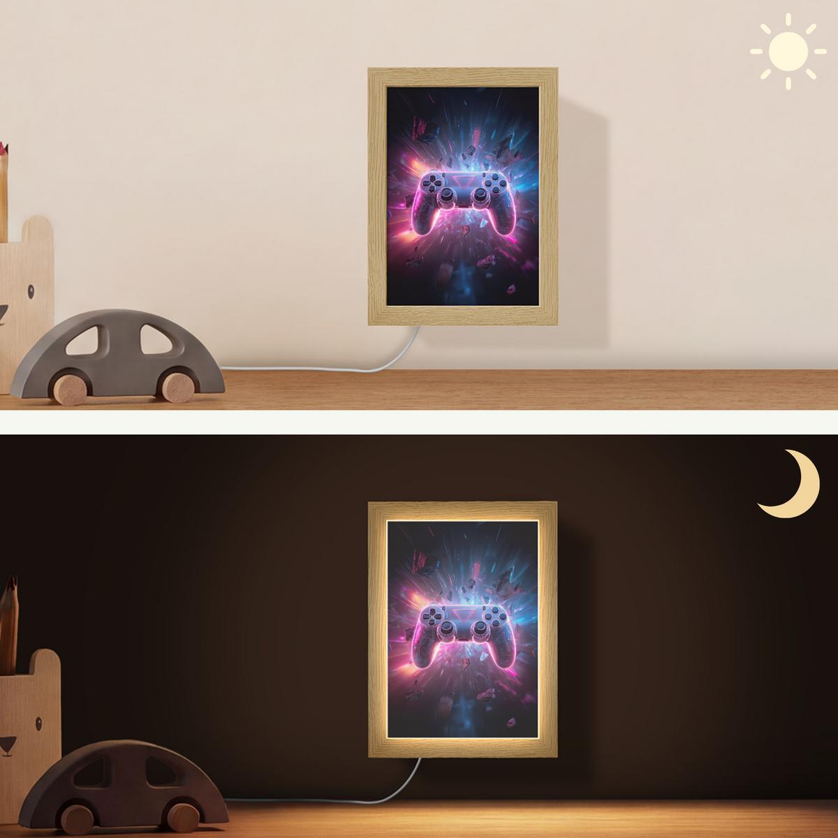 WANDLEUCHTE Controller - Neon - Explosion - Abstrakt 15x20 cm - Violett, Holzwerkstoff (15/20/8cm) - OnlyWow